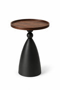 40 cm Recessed Walnut Pedestal Side Table on pure white background