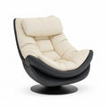Cocoon Swivel Lounge Chair in Cream White on White Background