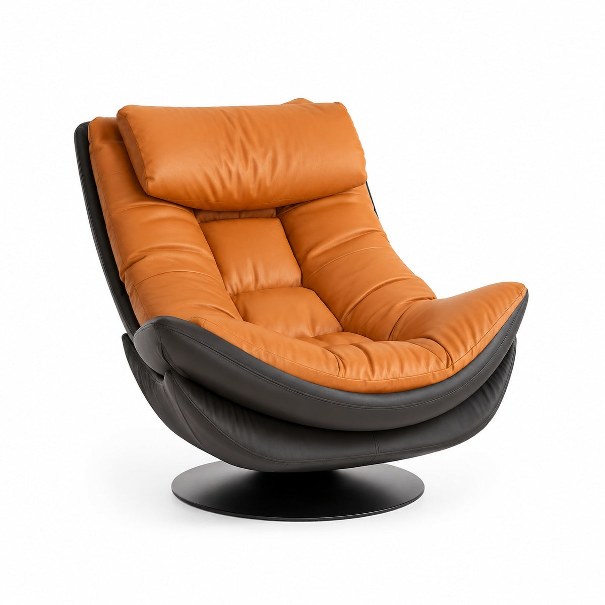 Cocoon Swivel Lounge Chair in Orange on White Background