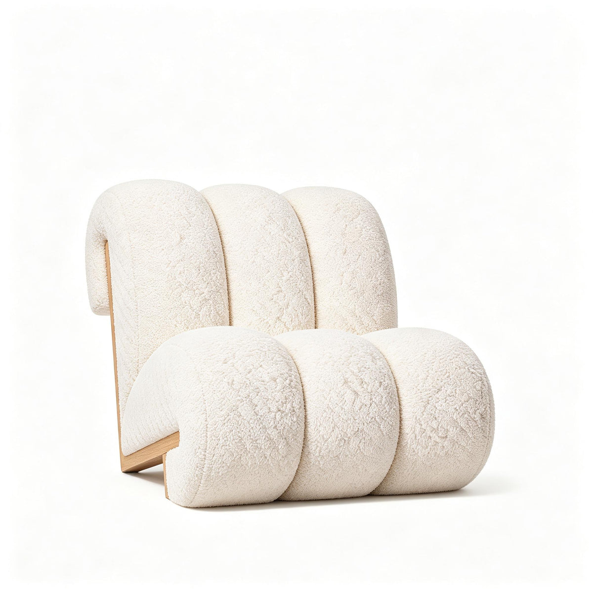 Sculptural Cream Sherpa Lounge Chair