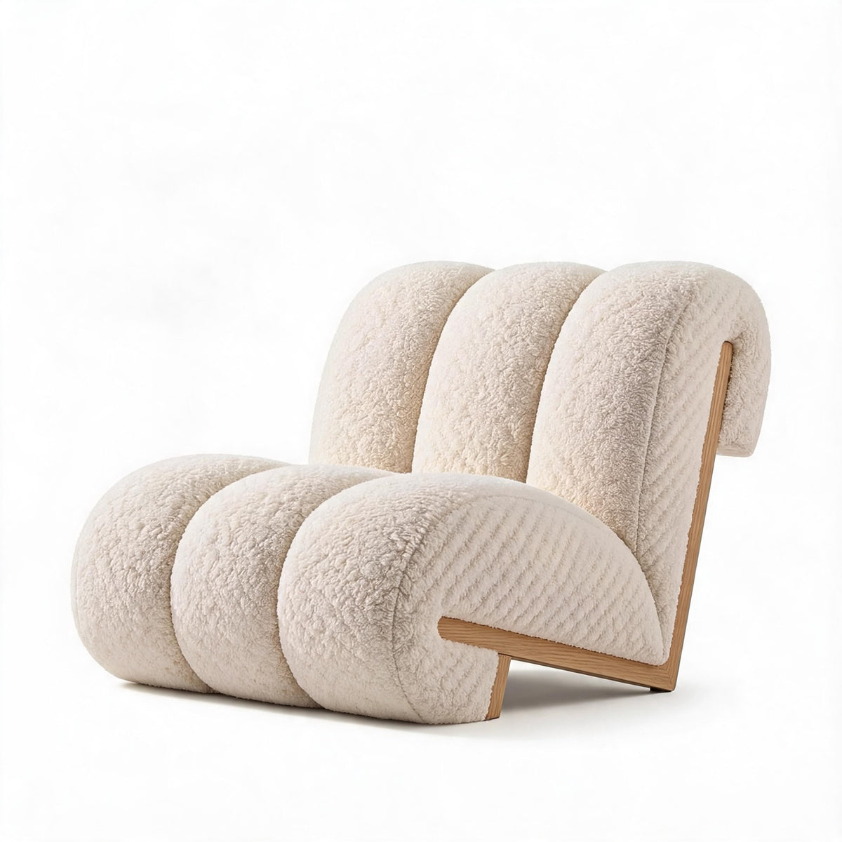 Sculptural Cream Sherpa Lounge Chair