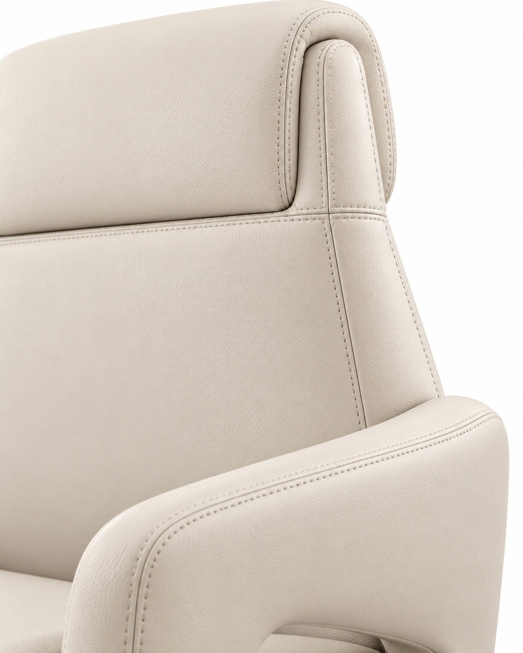 The Operator PU Leather Office Chair, headrest and stitching detail