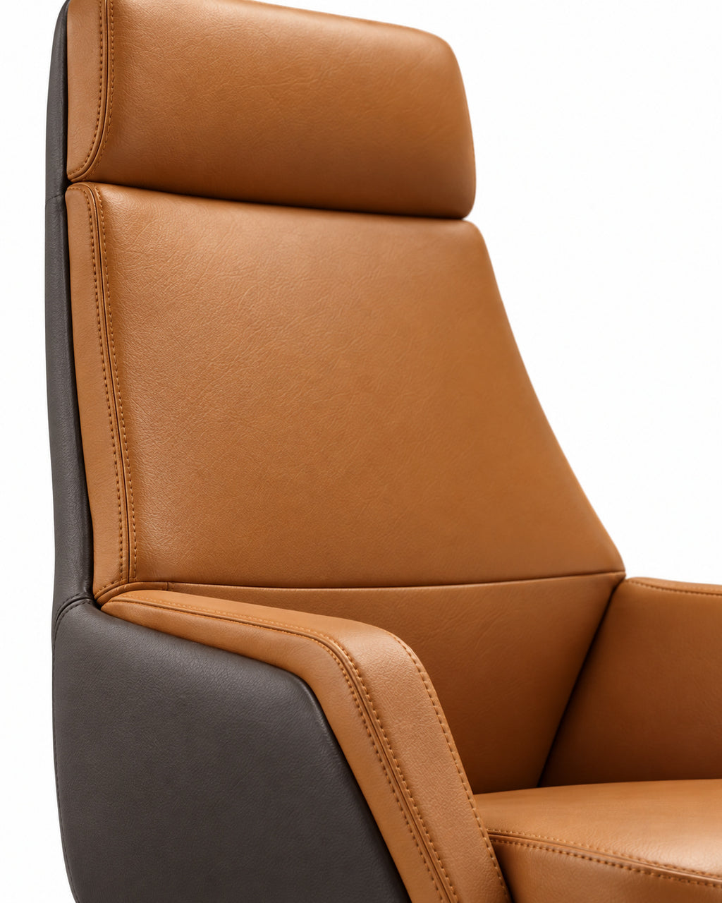 The Strategist Office Chair PU leather and stitching detail
