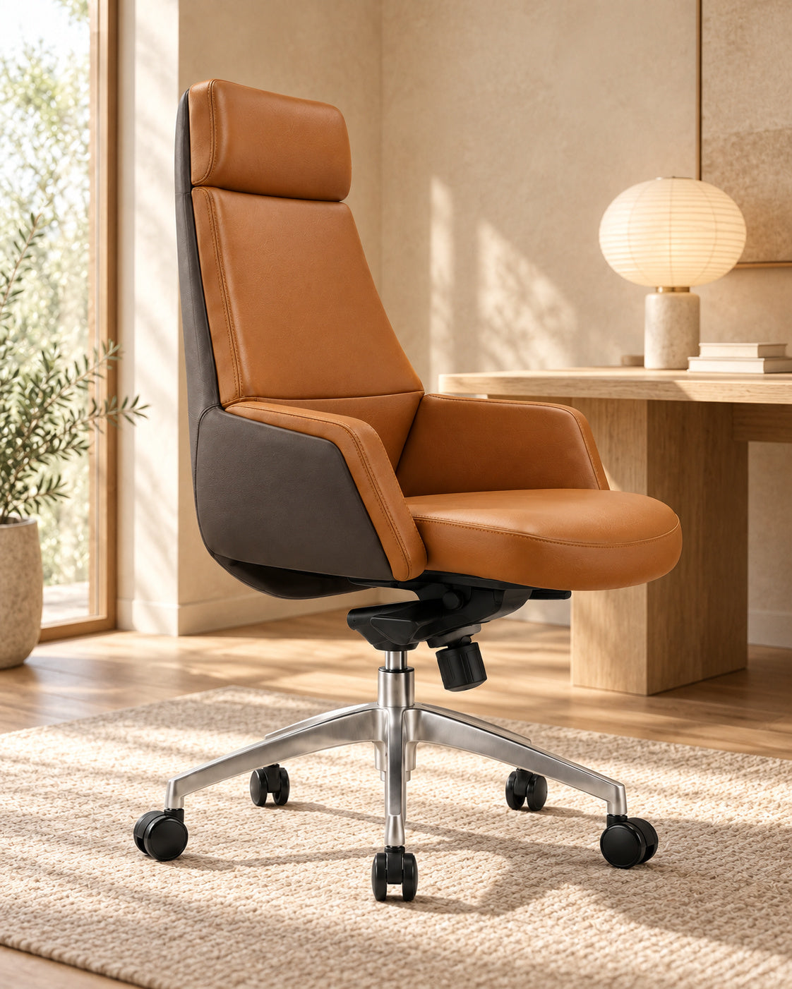 The Strategist Office Chair in a warm daylight home office