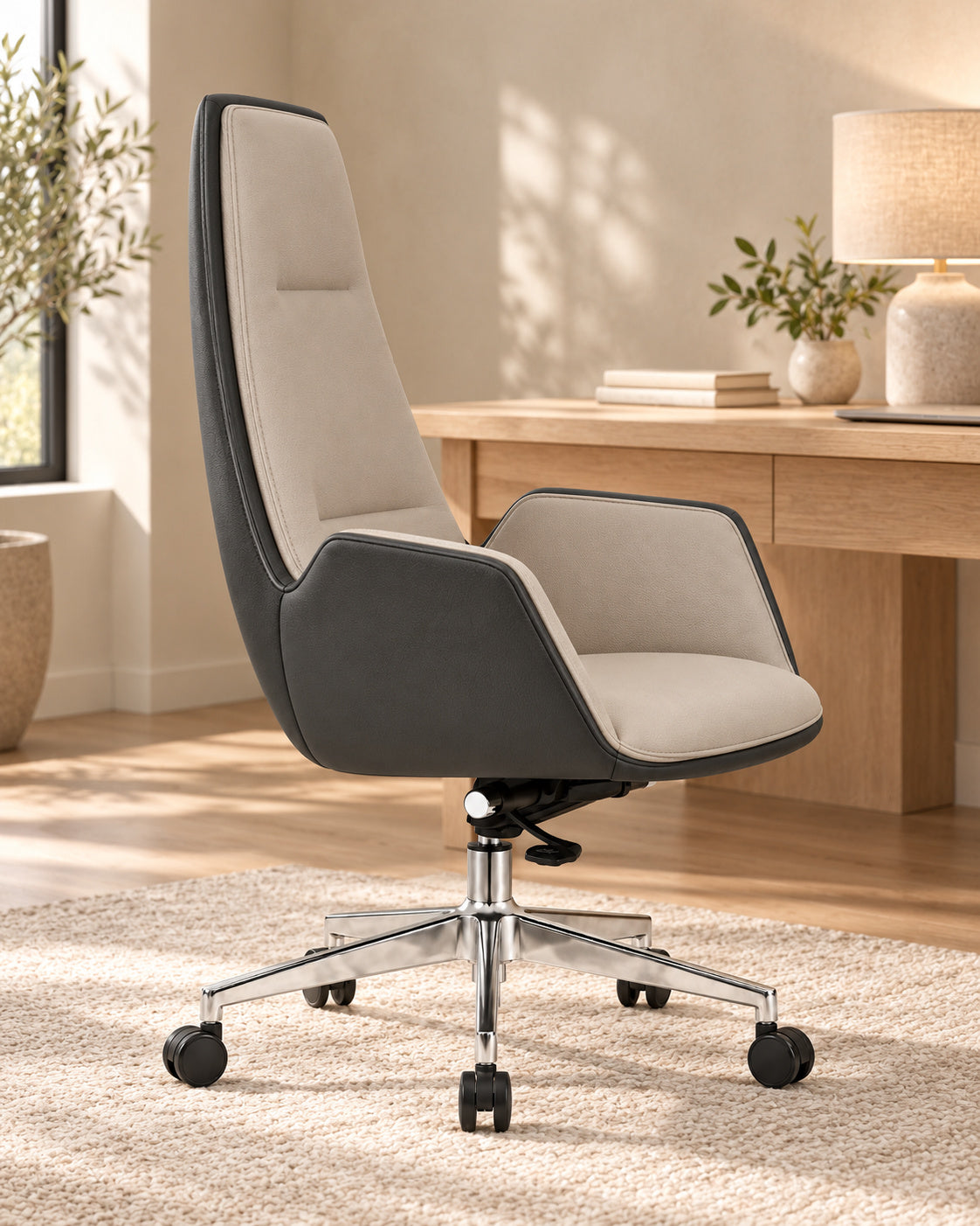 The Steward Office Chair in a warm daylight home office