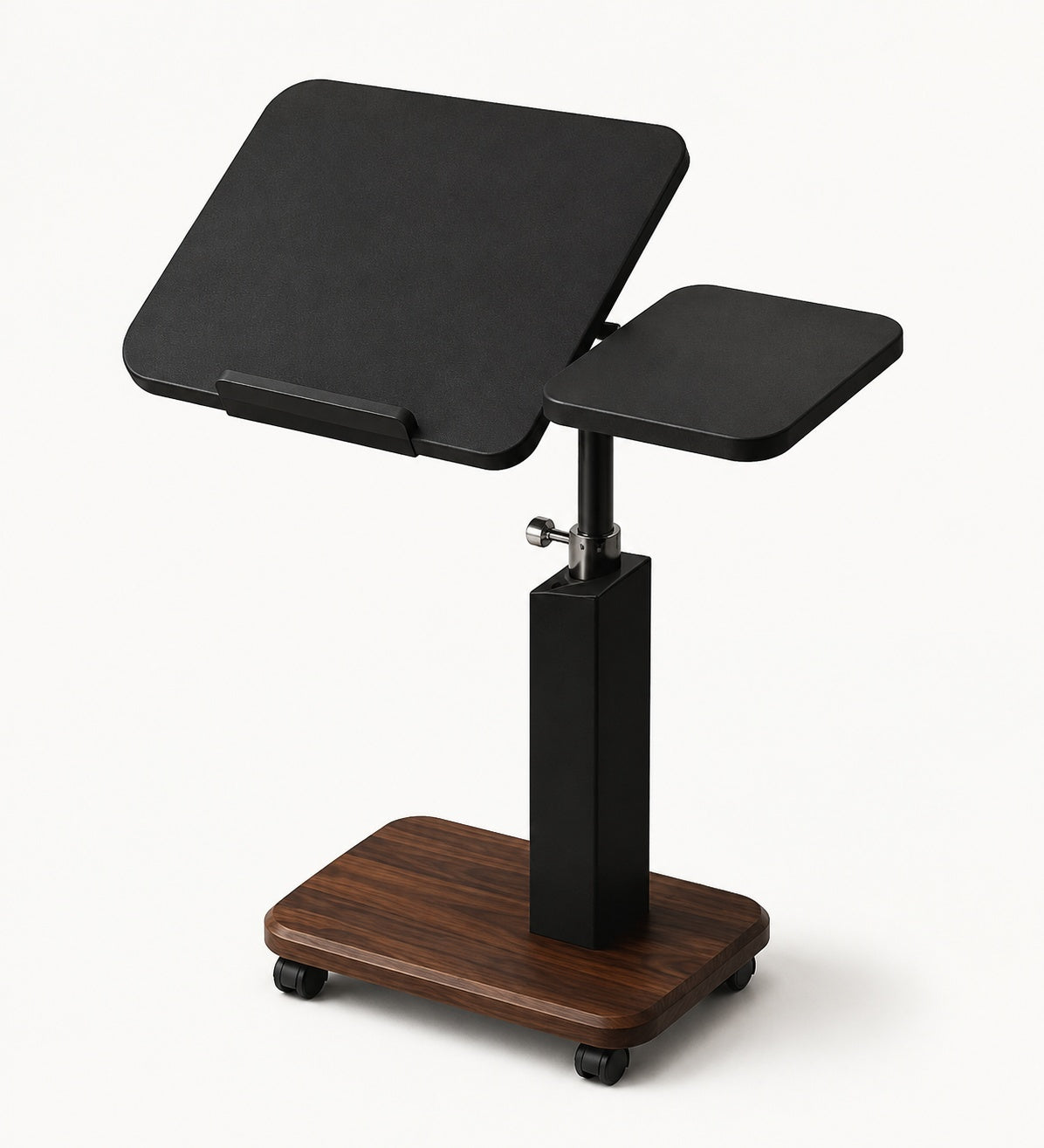 Black Flip-Top Adjustable Swivel Bedside Table on White Background