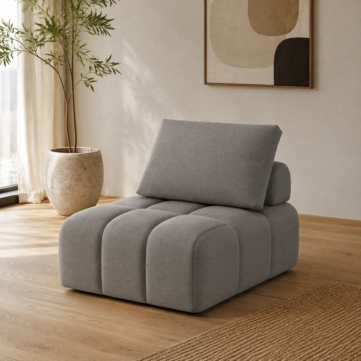Gray Cloud Modular Lounge Sofa in a Serene Urban Apartment