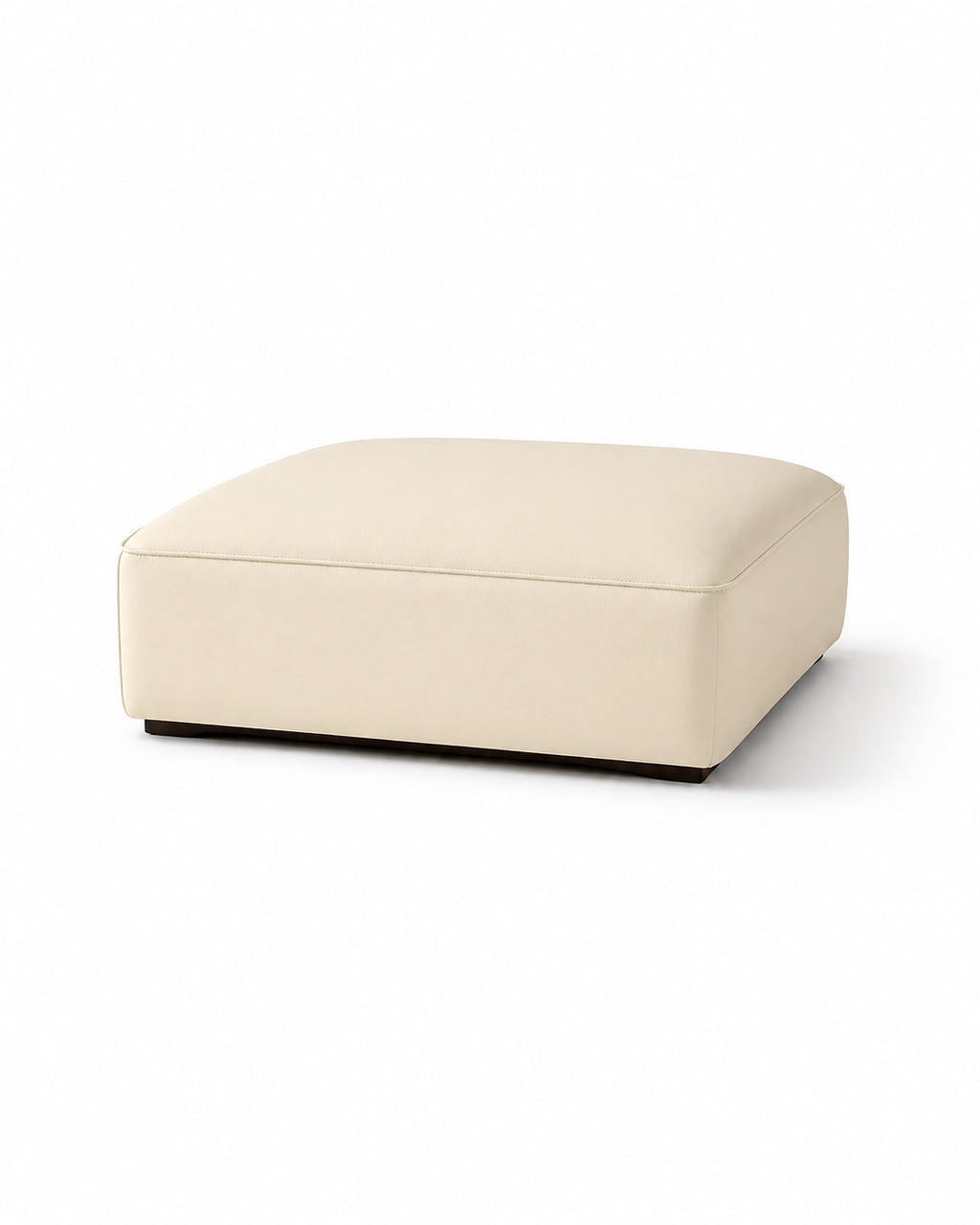 Ivory 70 x 70 cm modular ottoman on white background