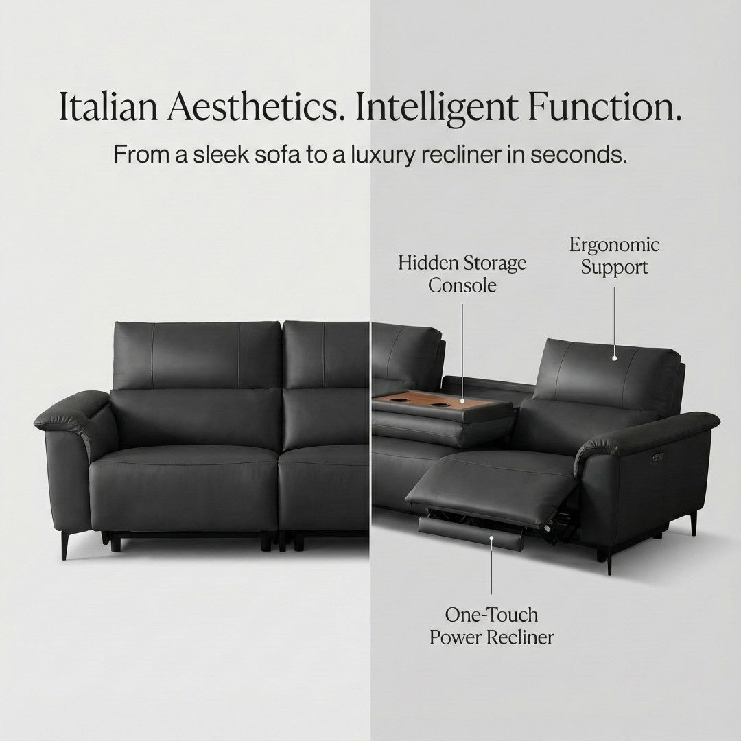 Modern Leather Power Reclining Sofa