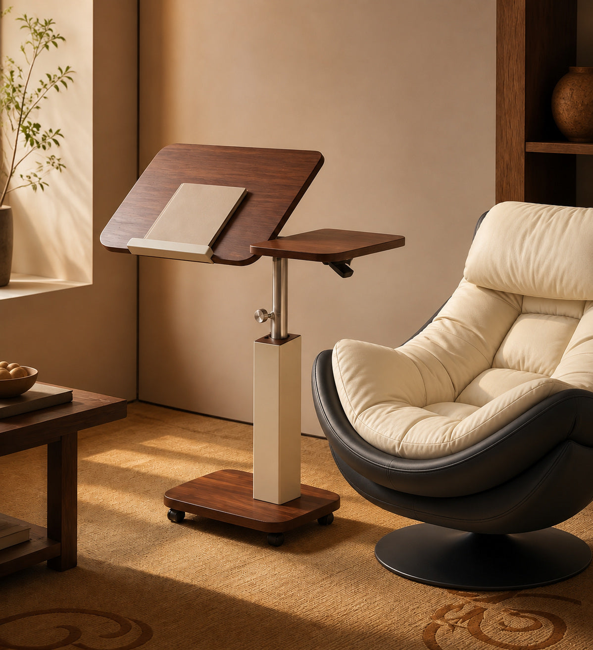 Adjustable and mobile Swivel Bedside Table