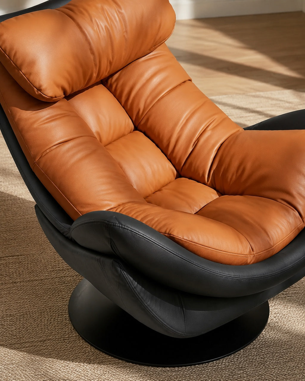 Orange Cocoon Swivel Lounge Chair cushion and swivel base detail