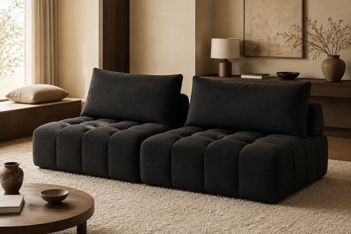 Black Cloud Modular Lounge Sofa with 95 and 105 Centimeter Modules