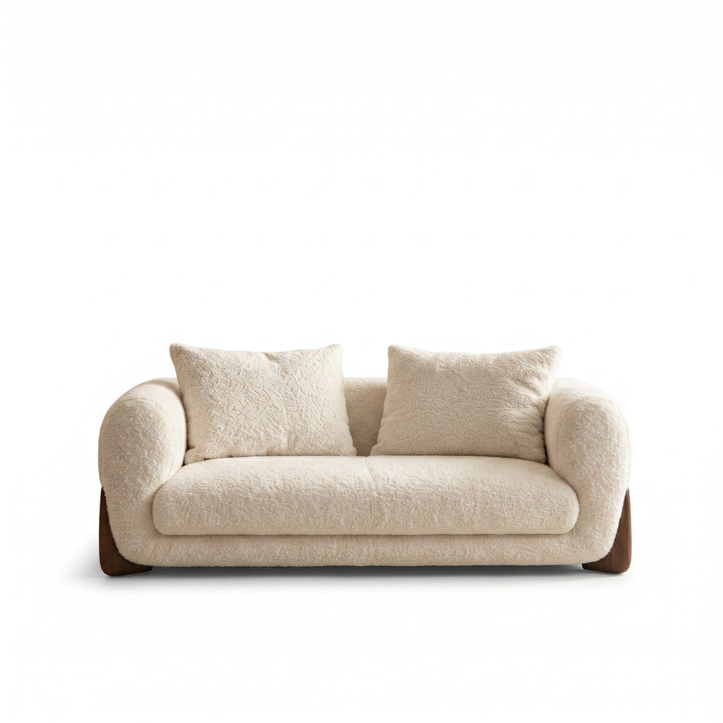 Cream Bouclé Loveseat