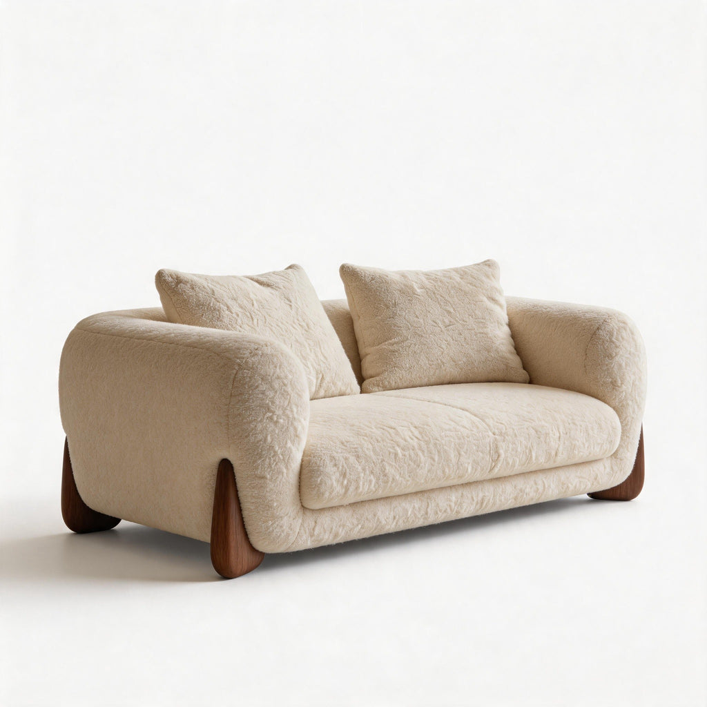 Cream Bouclé Loveseat