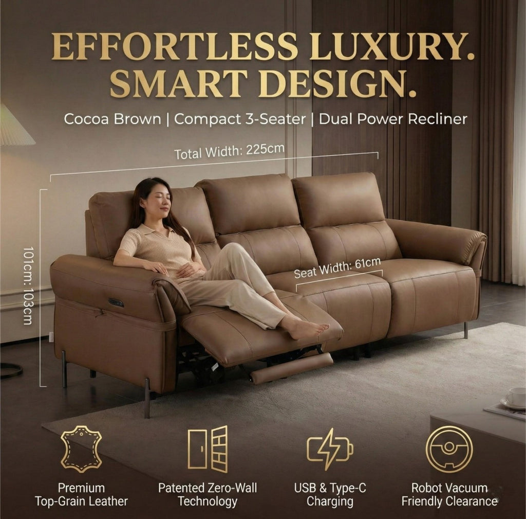 High-legged Italian leather electric sofa