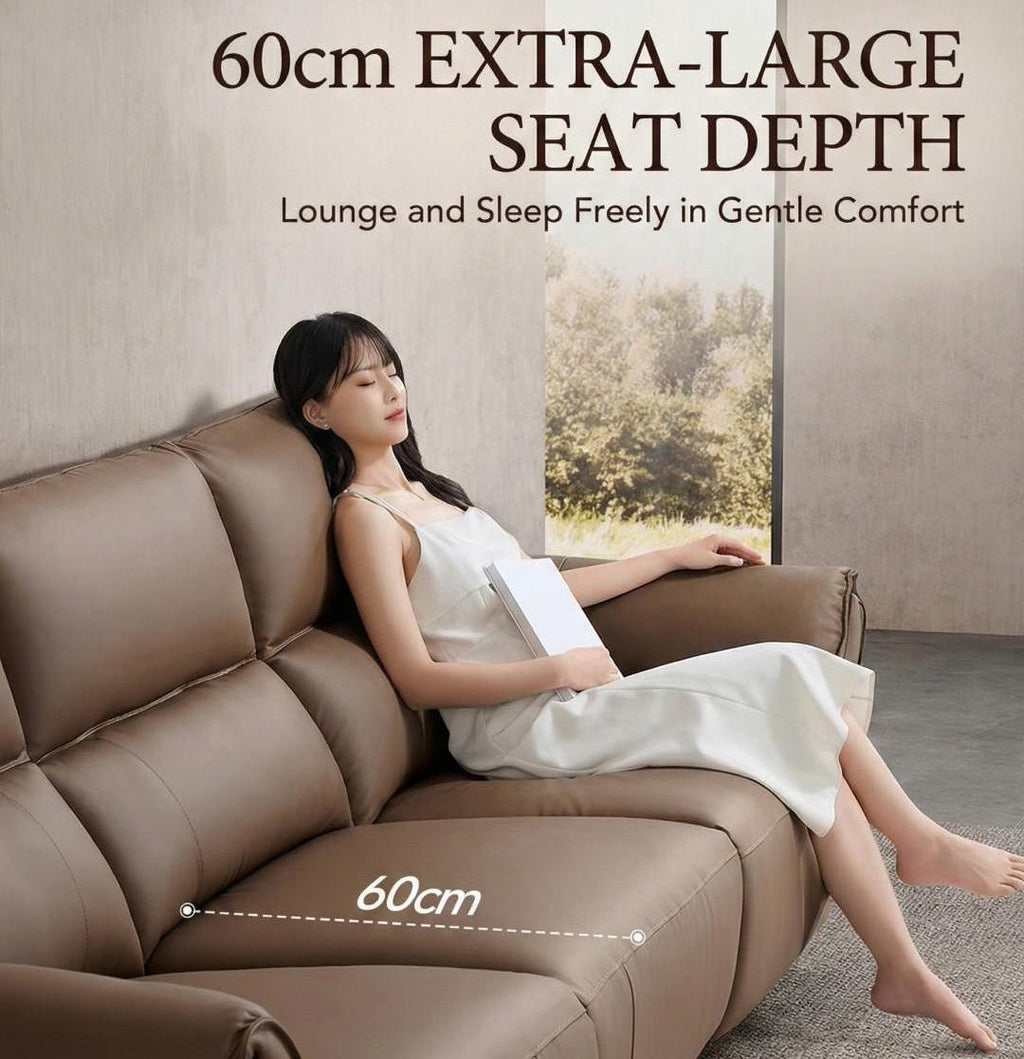High-legged Italian leather electric sofa