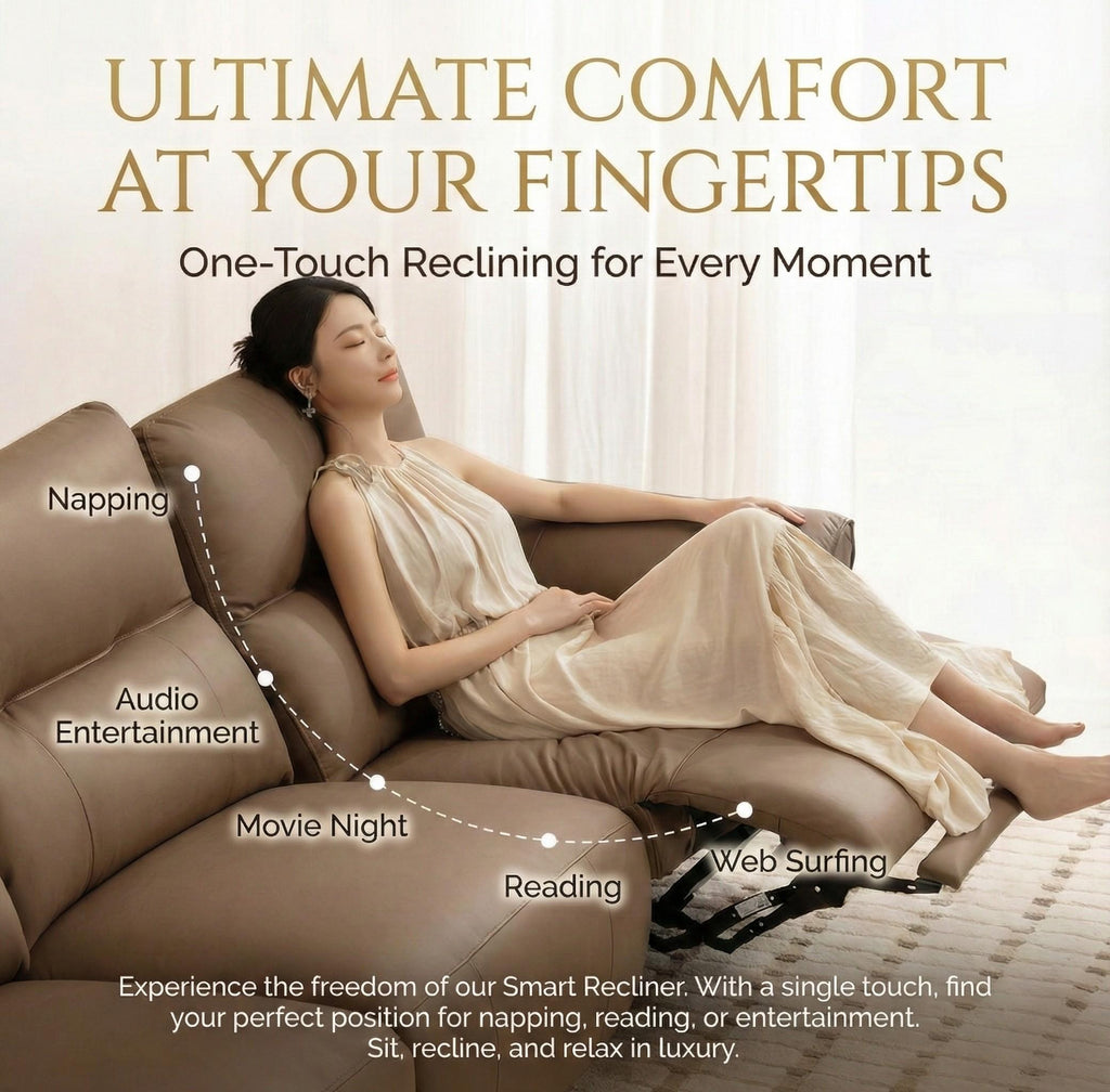 High-legged Italian leather electric sofa