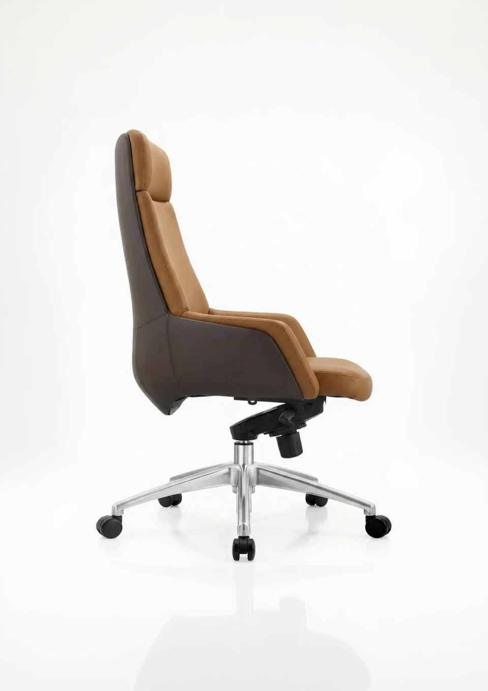 Brown office chair with a white background