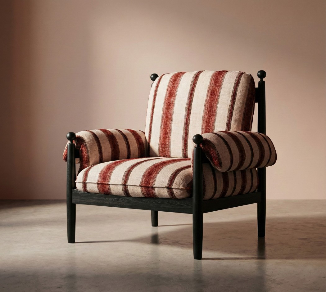 French Vintage Solid Wood High-Back Lounge Chair