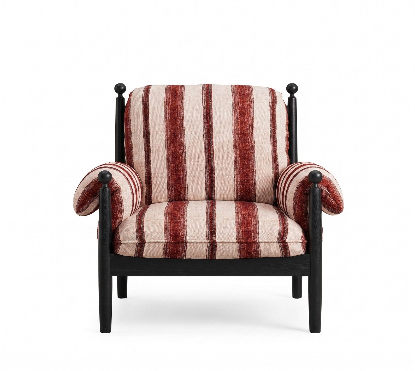 French Vintage Solid Wood High-Back Lounge Chair