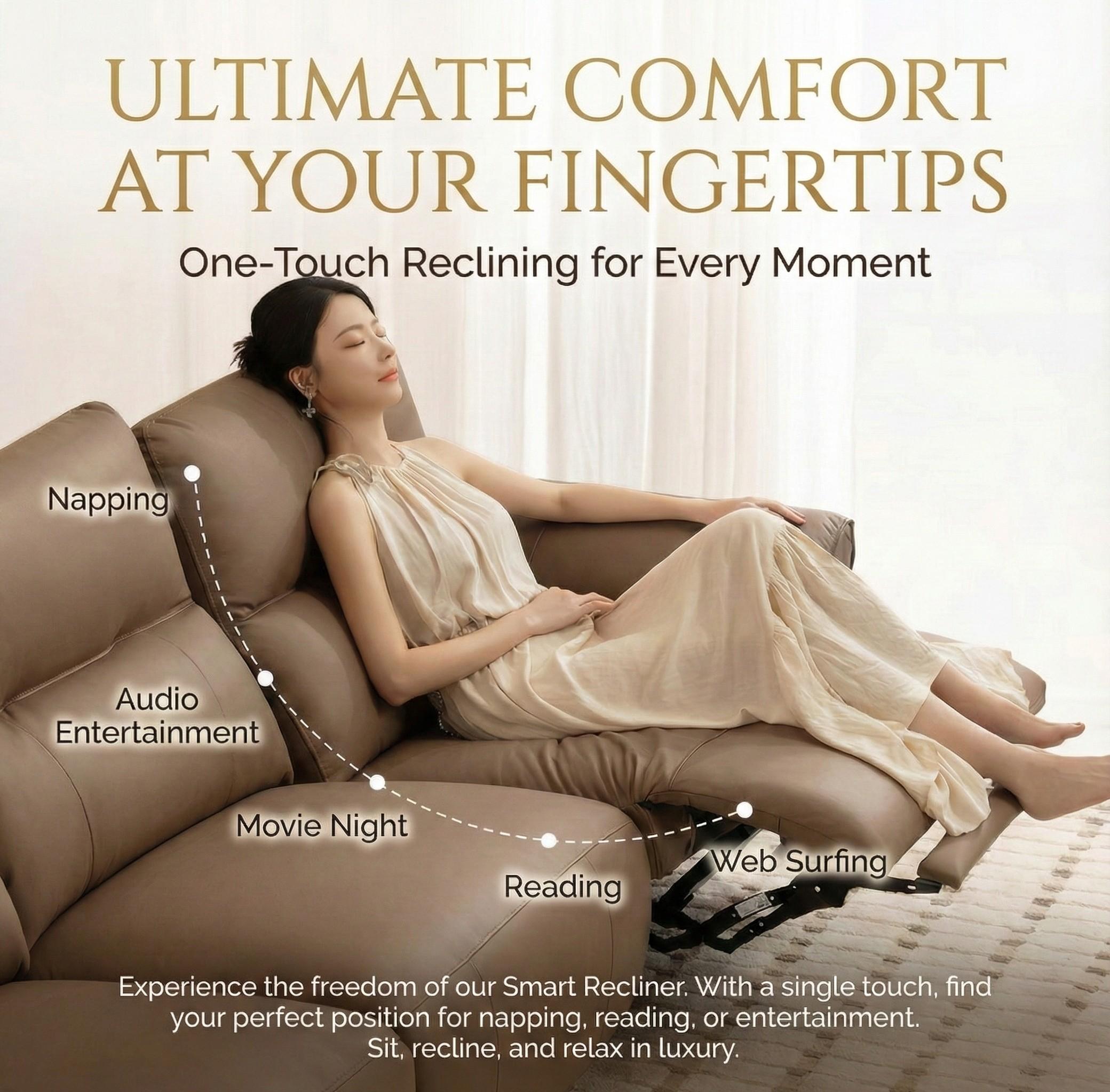 High-legged Italian leather electric sofa