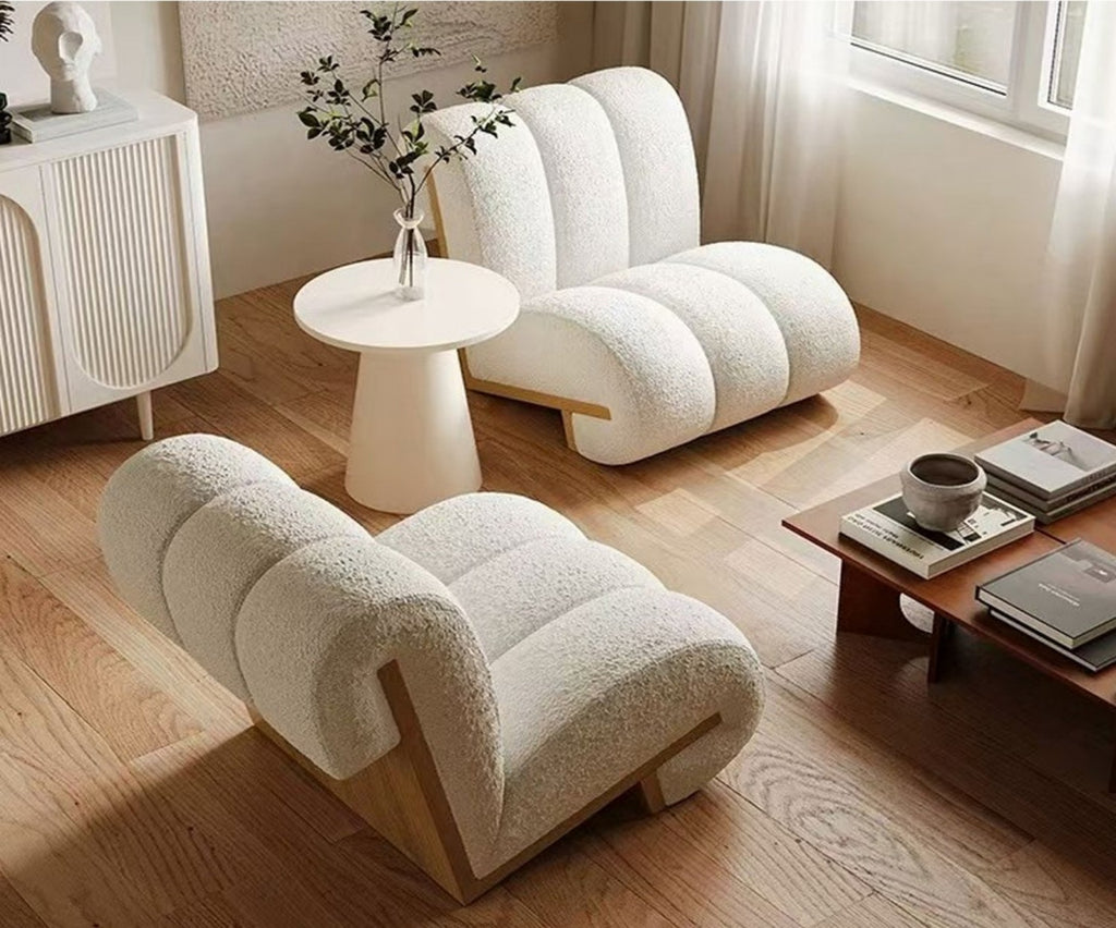 Sculptural Cream Sherpa Lounge Chair