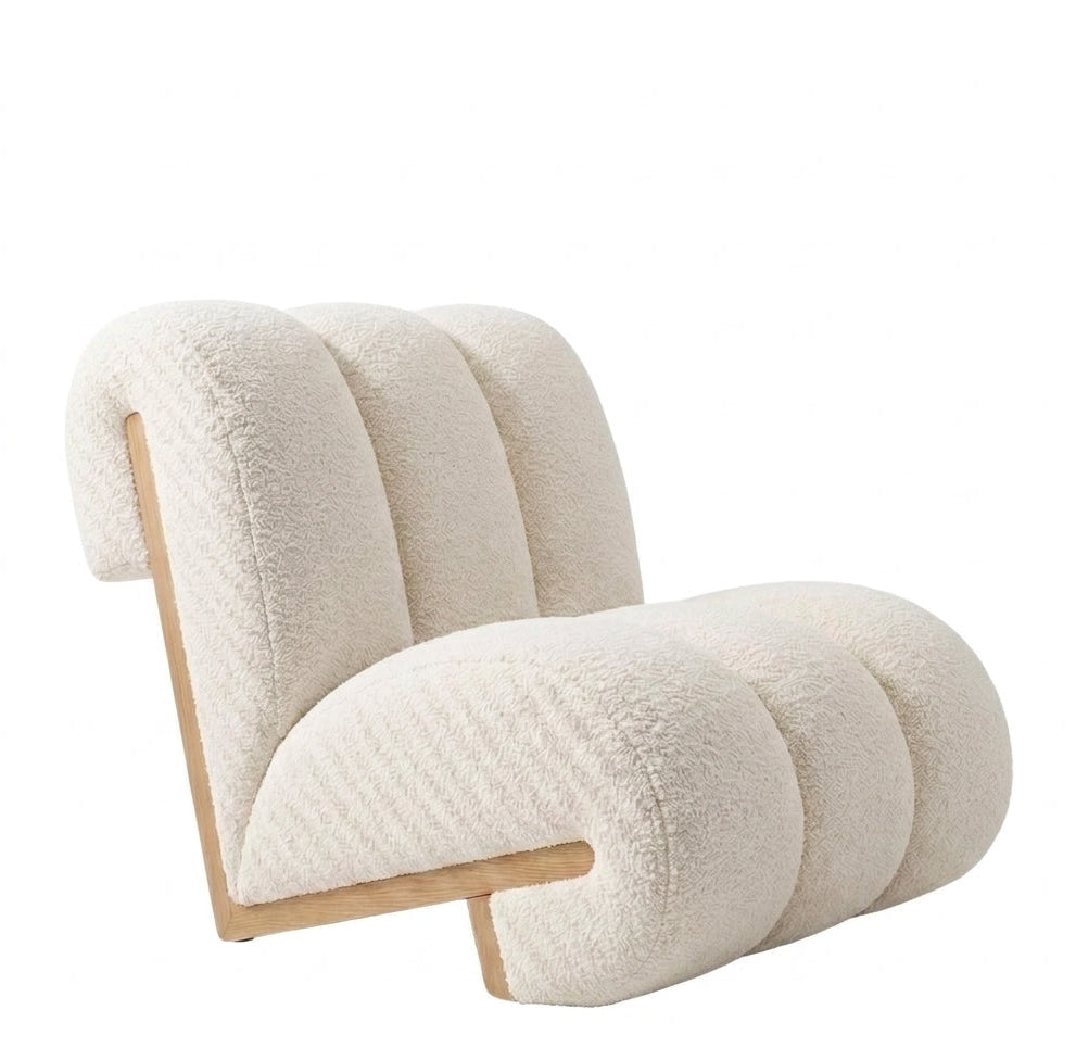Sculptural Cream Sherpa Lounge Chair