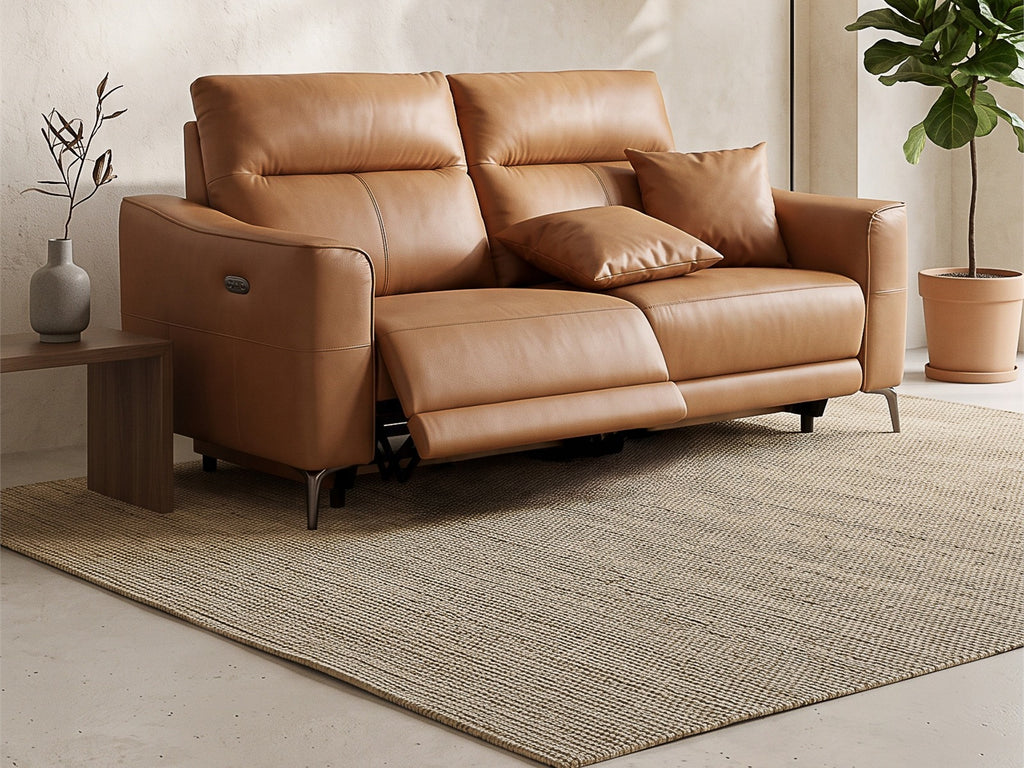 Bronze Evermore reclining sofa with extended footrest