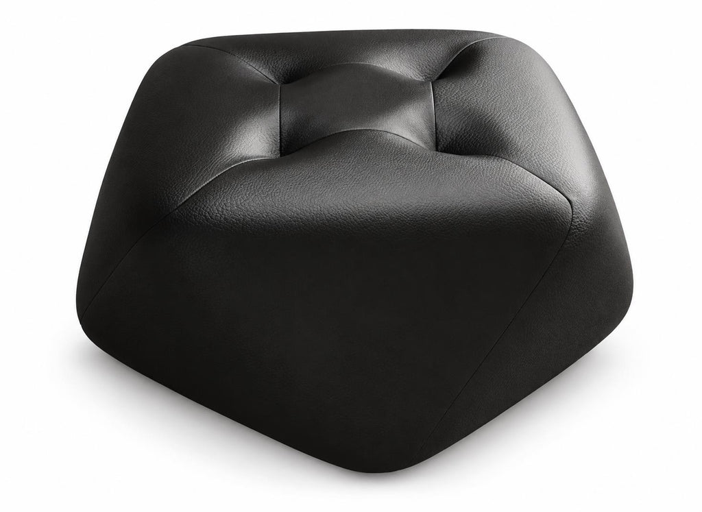 Black Four-Button Octagonal Upholstered Stool on pure white background