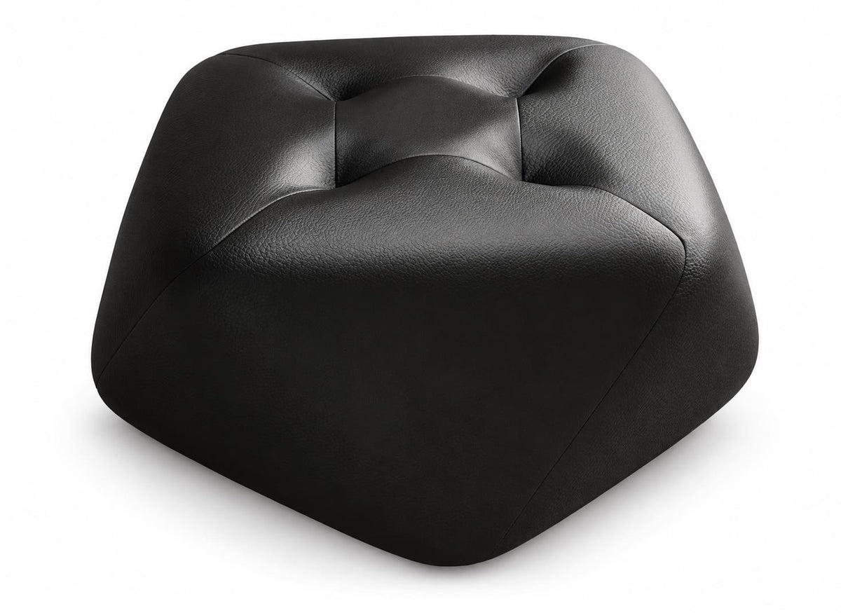 Black Four-Button Octagonal Upholstered Stool on pure white background