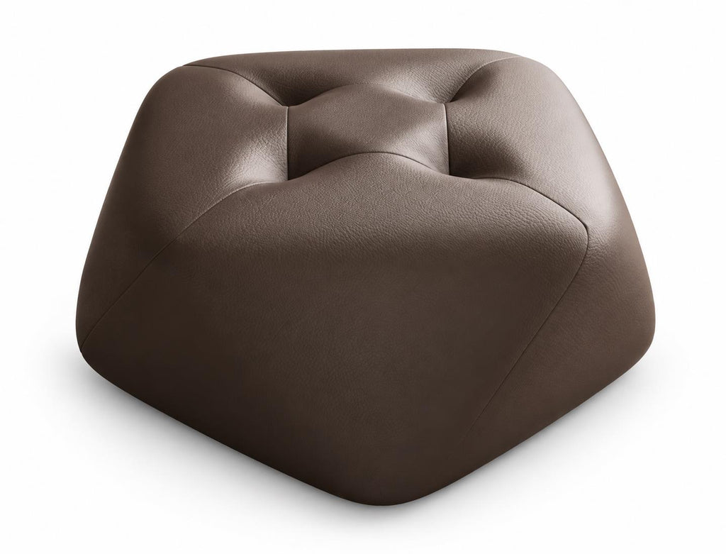 Brown Coffee Four-Button Octagonal Upholstered Stool on pure white background