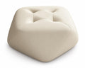White Four-Button Octagonal Upholstered Stool on pure white background