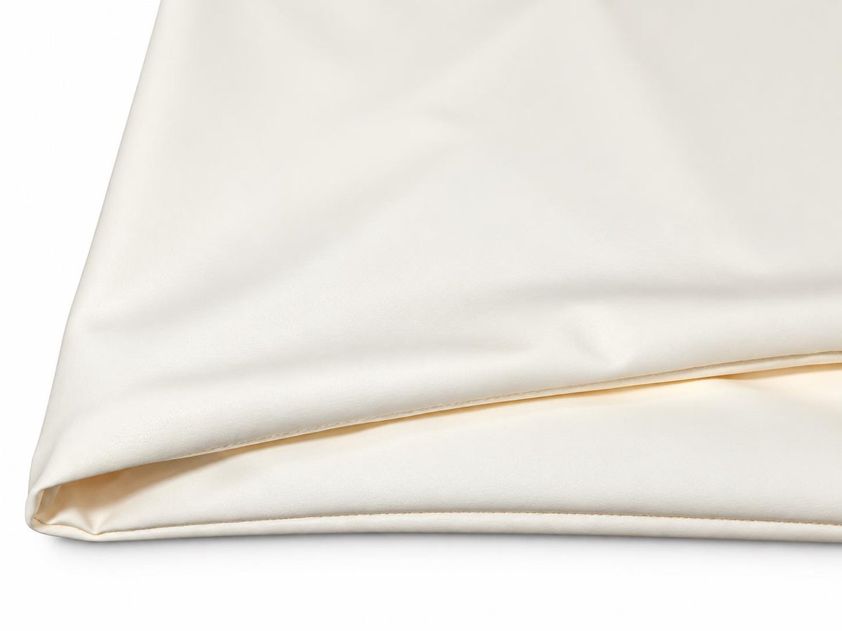 FreshDream PrixVegan Leather Pillowcase silicone leather edge, stitching and folded corner detail on white